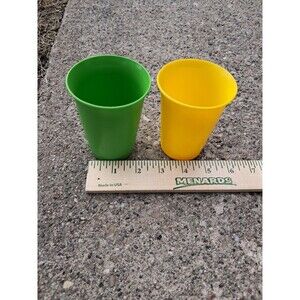 Tupperware Lot of 2 109-23, 109-42 Green Yellow 6 oz.Drink Cup Kids No Lid